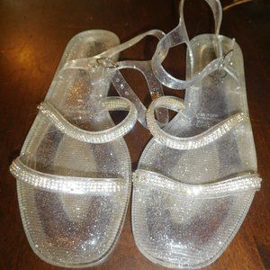 Clear Glitter Jelly Sandals